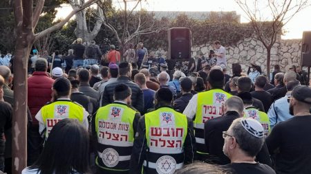 Thousands of people, including many Haredi Jews, attended the funeral of 32-year-old Amir Khoury on March 31, 2022. Khoury was a Christian Arab police officer who saved many Jewish lives before he was killed in a shootout with a terrorist in Bnei Brak, Israel. (Photo: Ariel Elharar via Twitter)